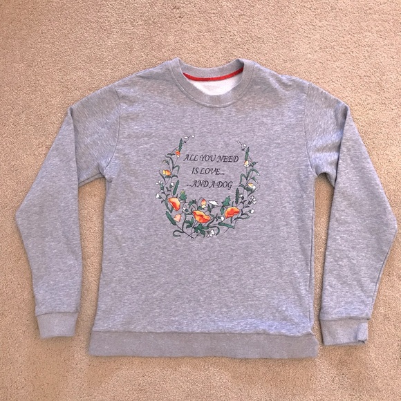 Source Unknown Tops - Novelty Crewneck Sweatshirt Womens Medium Grey All You Need Is Love And A Dog